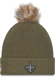New Era New Orleans Saints Green 2025 Salute To Service W Cuff Pom Womens Knit Hat