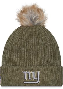 New Era New York Giants Green 2025 Salute To Service W Cuff Pom Womens Knit Hat