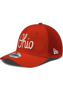 New Era Ohio State Buckeyes Mens Red Script Logo Neo  39THIRTY Flex Hat