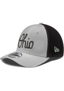 New Era Ohio State Buckeyes Mens Grey 2T Script Logo Neo 39THIRTY Flex Hat