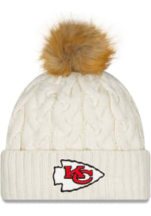 New Era Kansas City Chiefs White Fur Cuff Pom Youth Knit Hat