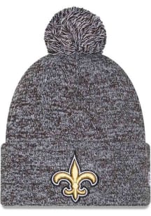 New Era New Orleans Saints Black Marled Cuff Pom Mens Knit Hat