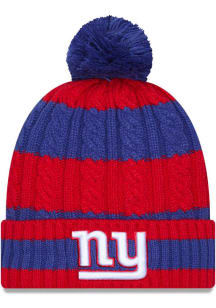New Era New York Giants Blue Braided Cuff Pom Womens Knit Hat