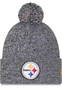 New Era Pittsburgh Steelers Black Marled jr Cuff Pom Youth Knit Hat