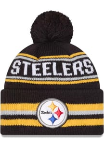 New Era Pittsburgh Steelers Black Classic Jr Cuff Pom Youth Knit Hat