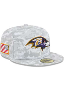 New Era Baltimore Ravens Mens Grey 2025 Salute to Service Fan Pack 59FIFTY Fitted Hat