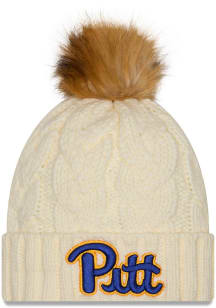 New Era Pitt Panthers White Fur Cuff Pom Youth Knit Hat