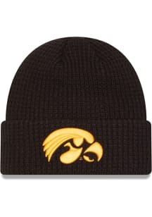New Era Iowa Hawkeyes Jr Waffle Cuff Baby Knit Hat - Black