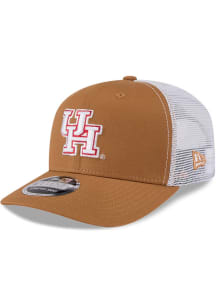 New Era Houston Cougars Evergreen 9SEVENTY Stretch Snap Trucker Adjustable Hat - Tan