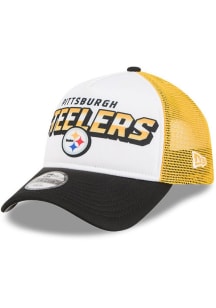 New Era Pittsburgh Steelers White Streak A Frame 9FORTY Adjustable Toddler Hat