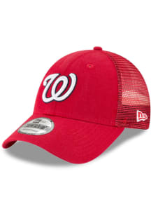 New Era Washington Nationals Primary Logo 9FORTY Trucker Adjustable Hat - Red