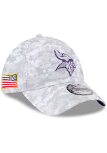 New Era Minnesota Vikings Mens Grey 2025 Salute to Service Camo Fan Pack 39THIRTY Flex Hat