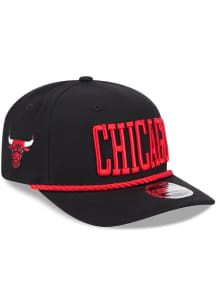 New Era Chicago Bulls Cotton Wordmark Stretch 9SEVENTY Adjustable Hat - Black