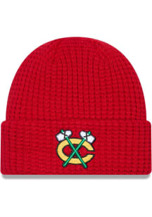 New Era Chicago Blackhawks Red C Logo Waffle Cuff Mens Knit Hat