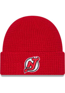 New Era New Jersey Devils Red Waffle Cuff Mens Knit Hat