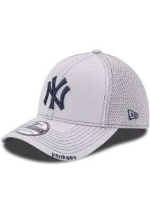 New Era New York Yankees Mens Grey Gray Team  Neo 39THIRTY Flex Hat