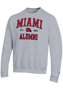 Champion Miami RedHawks Mens Grey Est Alumni Powerblend Long Sleeve Crew Sweatshirt