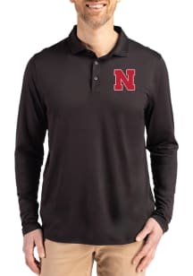 Cutter and Buck Nebraska Cornhuskers Mens Black Coastline Long Sleeve Polo Shirt