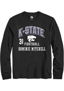 Dominic Mitchell K-State Wildcats Black Football NIL Arch Logo Long Sleeve Player T Shirt