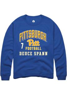 Deuce Spann Pitt Panthers Mens Blue Football NIL Arch Logo Player Crew