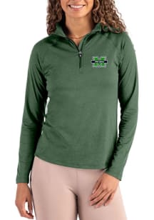 Cutter and Buck Marshall Thundering Herd Womens Green Coastline Qtr Zip