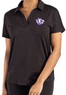 Cutter and Buck TCU Horned Frogs Womens Black Vault Coastline Short Sleeve Polo Shirt