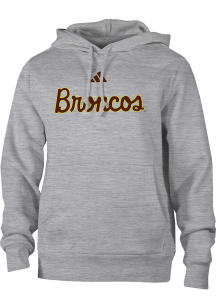 Adidas Western Michigan Broncos Mens Grey Broncos Head Long Sleeve Hoodie