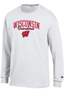 Champion Wisconsin Badgers White Grandma Script Jersey Long Sleeve T Shirt