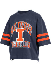 Pressbox Illinois Fighting Illini Womens Navy Blue Wayne Tyler Short Sleeve T-Shirt