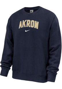 Nike Akron Zips Mens Navy Blue Club Fleece Name Long Sleeve Crew Sweatshirt