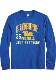 JuJu Anderson Pitt Panthers Blue Football NIL Arch Logo Long Sleeve Player T Shirt