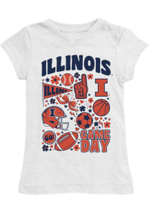 Vive La Fete Illinois Fighting Illini Girls White Lexie Short Sleeve Tee