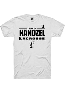 Morgan Handzel Cincinnati Bearcats White NIL Stacked Box Short Sleeve Player T Shirt