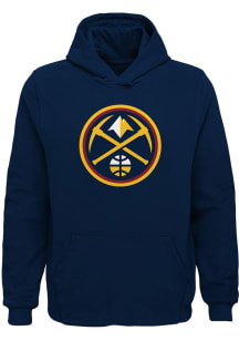 Denver Nuggets Youth Navy Blue Primary Logo Long Sleeve Hoodie