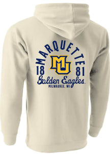 Marquette Golden Eagles Mens Oatmeal Mascot Overlay Long Sleeve Hoodie