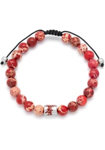Nebraska Cornhuskers Stainless Steel Beaded Mens Bracelet