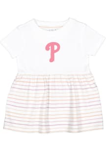 Philadelphia Phillies Baby Girls White Tonal Primary Logo Short Sleeve Dress