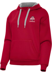 Antigua Ohio State Buckeyes Womens Red Tennis Victory Hooded Sweatshirt