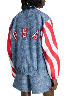 Adidas Team USA Mens White Denim Graphic Long Sleeve Zip Fashion