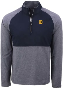 Cutter and Buck East Tennesse State Buccaneers Mens Navy Blue Adapt Eco Hybrid Long Sleeve Qtr Zip..