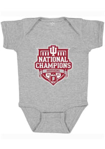 Little King Indiana Hoosiers Baby Grey 2025 CFP National Champs Short Sleeve One Piece