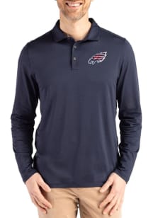 Cutter and Buck Philadelphia Eagles Mens Navy Blue Americana Coastline Long Sleeve Polo Shirt