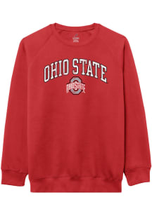 Ohio State Buckeyes Mens Red Arch Name Mascot Long Sleeve Crew Sweatshirt