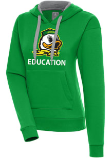 Antigua Oregon Ducks Womens Green Oregon Education Victory Hooded Sweatshirt