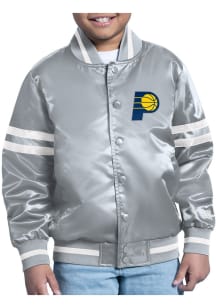 Starter Indiana Pacers Youth Grey Comic Satin Medium Weight Jacket