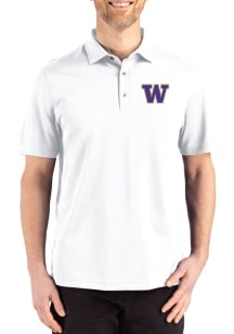 Cutter and Buck Washington Huskies Mens White Advantage Refresh Short Sleeve Polo