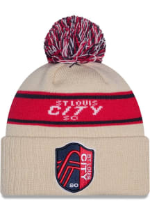New Era St Louis City SC Natural DL Team Slogan Pom Cuff Mens Knit Hat