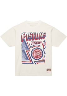 Mitchell and Ness Detroit Pistons White Sidewalk Sketch Short Sleeve T Shirt