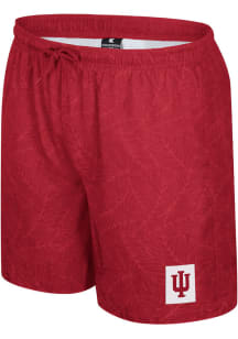 Colosseum Indiana Hoosiers Mens Crimson Duncan Camp Swim Trunks