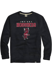 Rally Indiana Hoosiers Mens Black Triblend Flat Mascot Long Sleeve Fashion Sweatshirt
